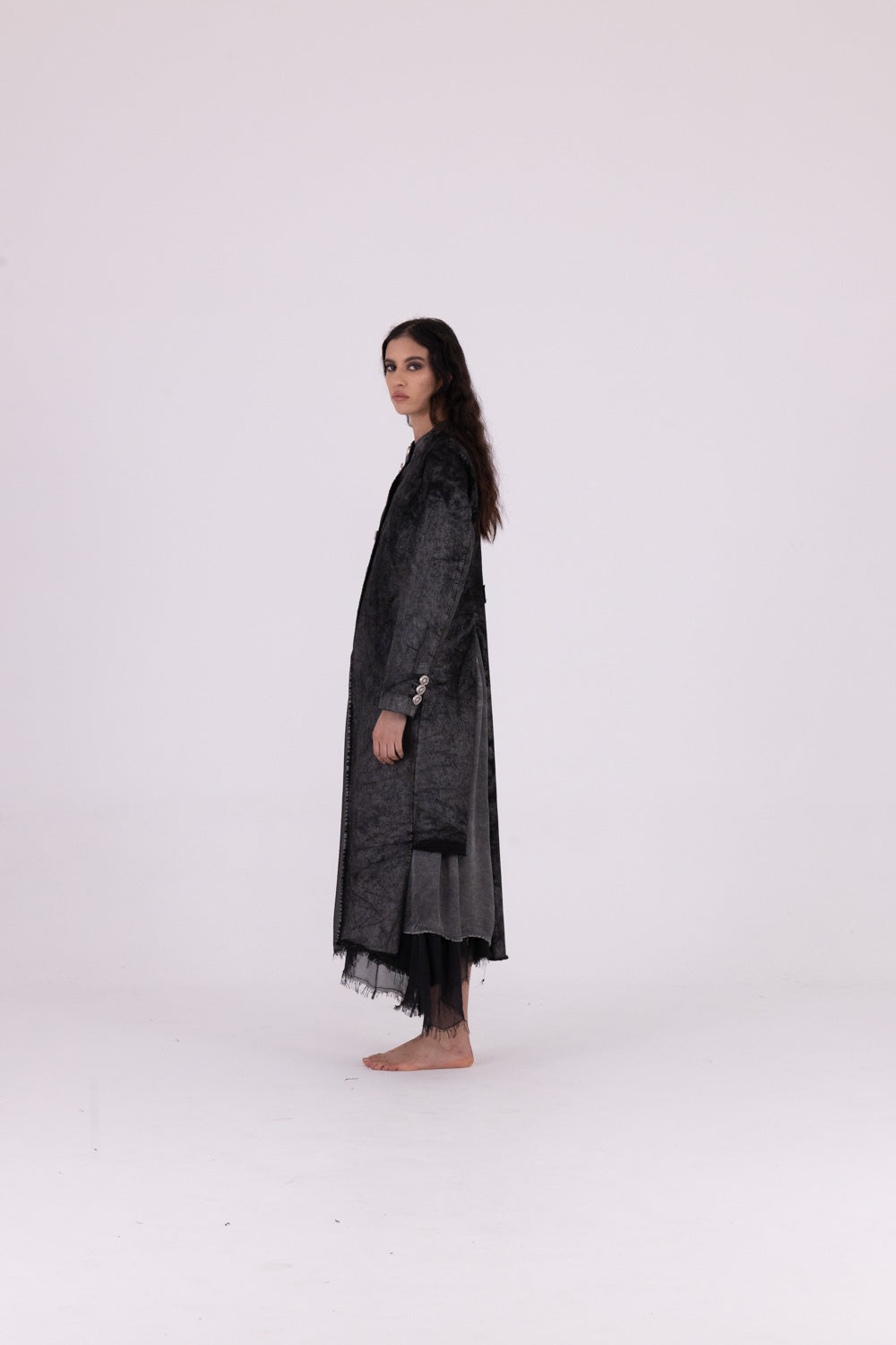 Sanctamuerte S214 cappotto  laminated black