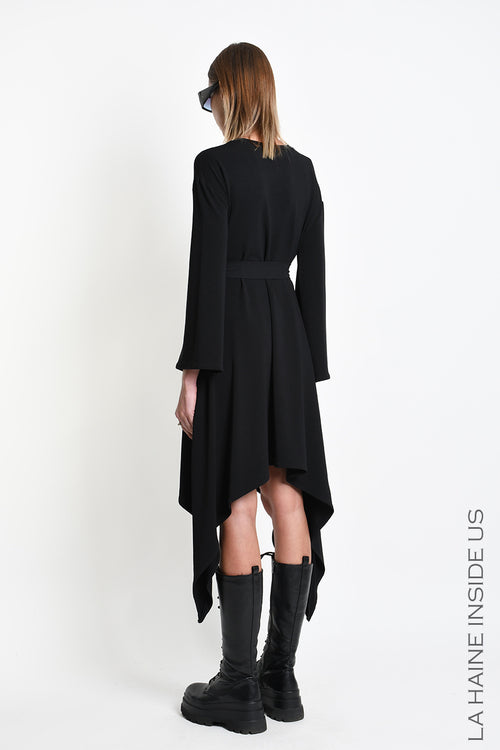 LH W5394 DRESS Asymmetric Bamboo Jersey Black