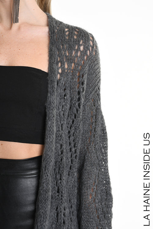 LH W5131 CARDIGAN Over Mohair Thickness 3 Grey