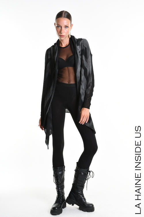 LH W5368 CARDIGAN Asymmetric Thickness 7 Treatment Spray Black