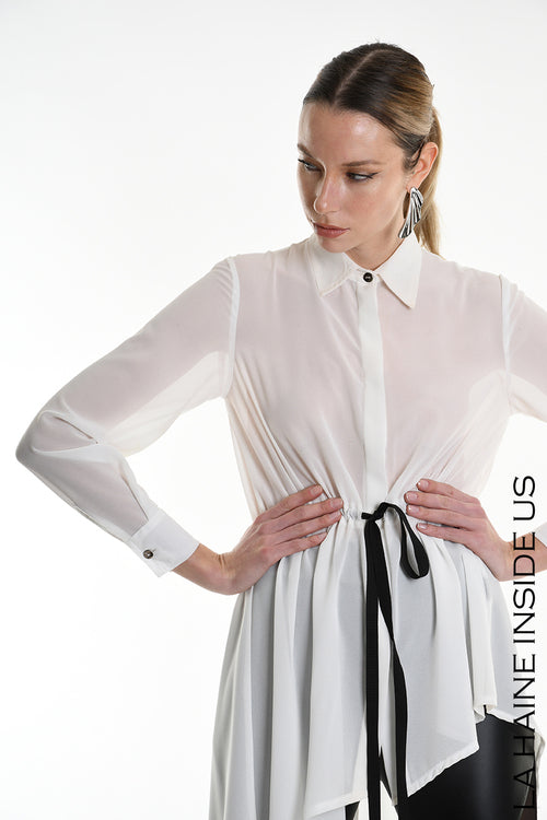 LH W5246 SHIRT Asymmetric Georgette White