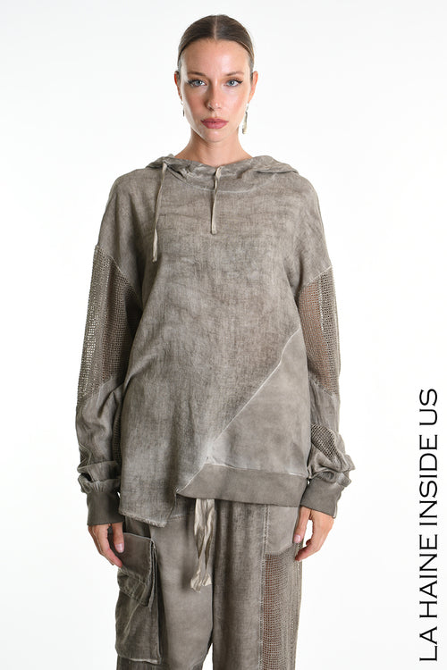 LH M1271 SWEATSHIRT Over Blend Linen Dyed Cold Inserts UNISEX D Mud