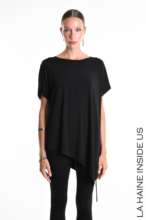 LH W5272 T-SHIRT Over Asymmetric Jersey Bamboo Black