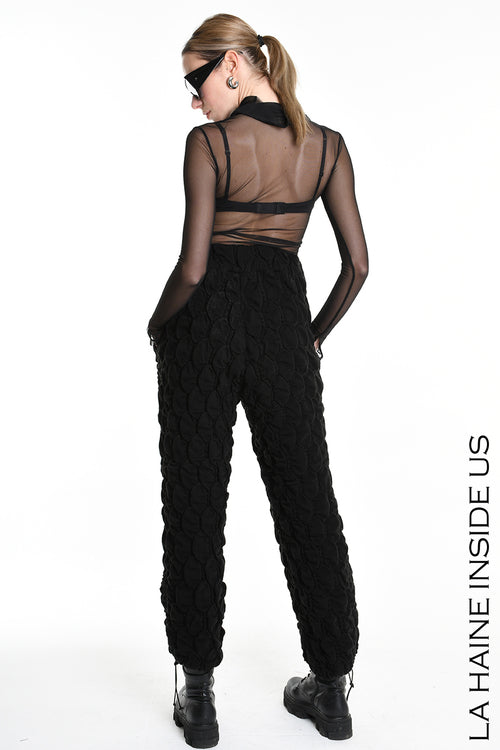 LH W5199 TROUSER Over Wide Fit Embossed Jersey UNISEX D Black