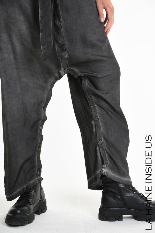 LH W5382 JUMPSUIT/DRESS Multifunctional Over Dyed Viscose Satin Black