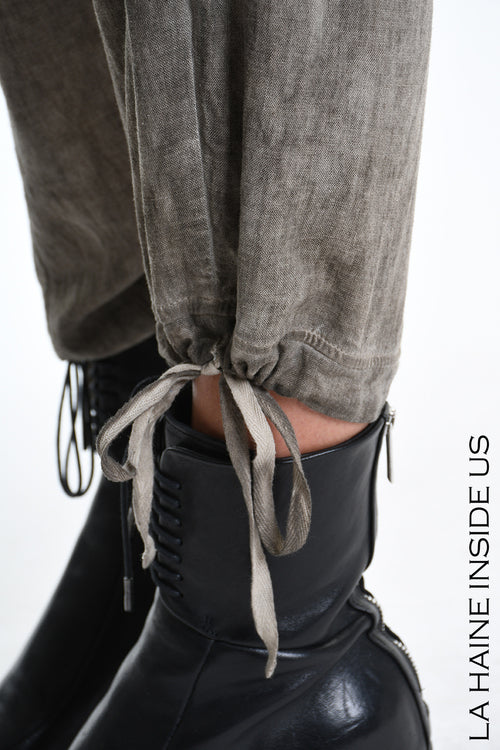 LH  M1270 TROUSER Over Blend Linen Dyed Cold UNISEX D Mud