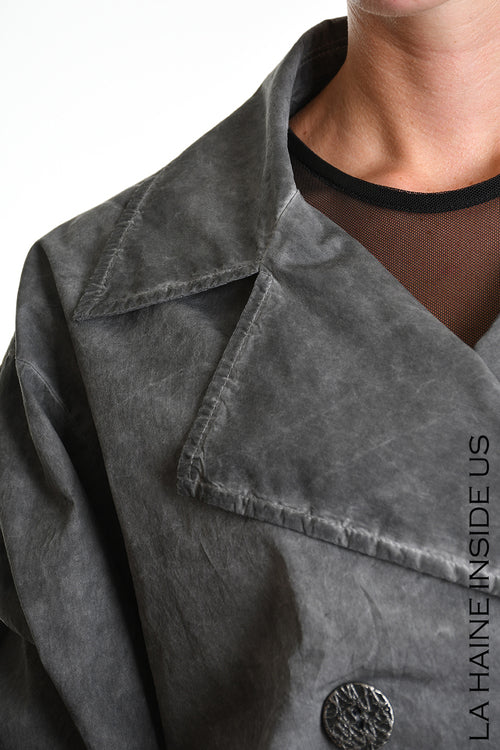 LH W5381 JACKET Over-crop Dyed Cotton in Gabardine Grey