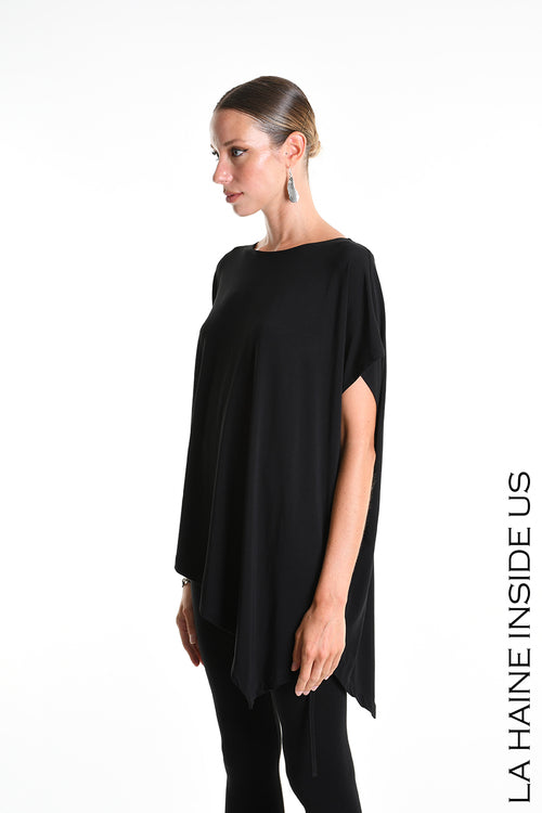 LH W5272 T-SHIRT Over Asymmetric Jersey Bamboo Black