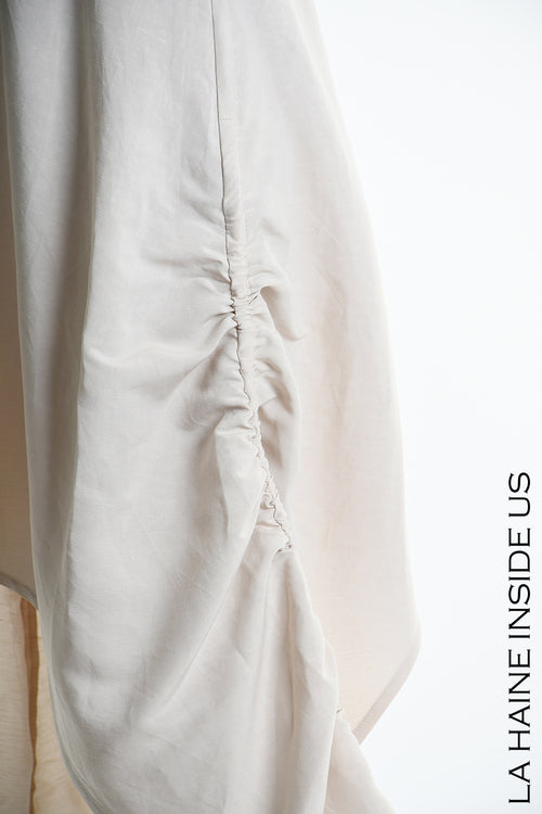 LH W5365 DRESS Asymmetric Fluid Viscose Linen Flamed Sand