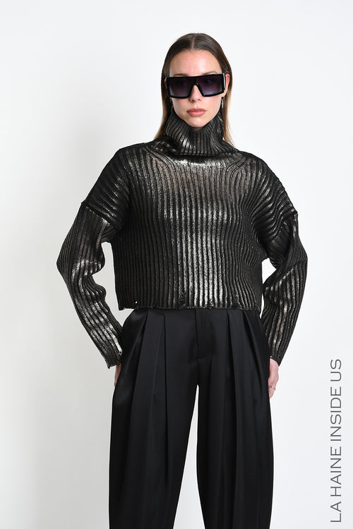 LH W5424 SWEATER Crop Knitted Thickness 5 Coated Treatment Bronze
