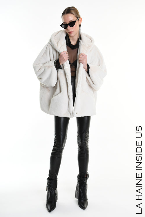 LH W5173 SPORT JACKET Over Faux Fur Lined White