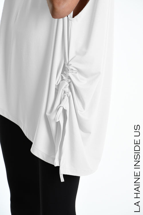 LH W5272 T-SHIRT Over Asymmetric Jersey Bamboo White