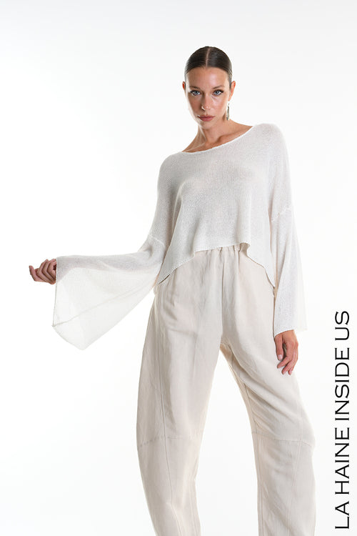 LH W5371 SWEATER Crop Thickness 7 White