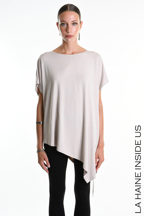LH W5272 T-SHIRT Over Asymmetric Jersey Bamboo Beige