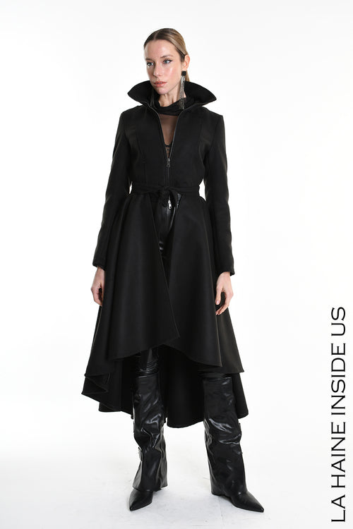 LH W5151 COAT Asymmetric Cloth Lined Black