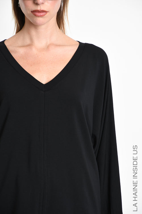 LH W5393 SWEATER Over-Cropped in Bamboo Jersey Black