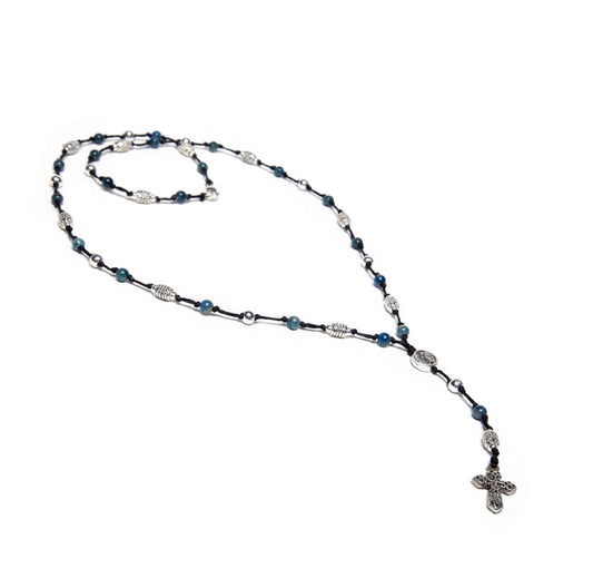 Vestopazzo men's rosary mini blue stones lom2002 