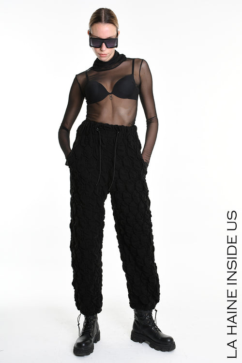 LH W5199 TROUSER Over Wide Fit Embossed Jersey UNISEX D Black