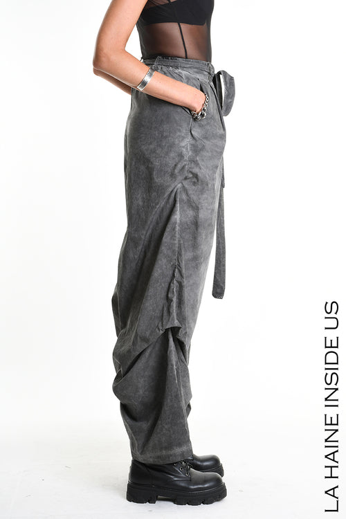 LH W5380 PANTALONE Palazzo Dyed Cotton in Gabardine Grey