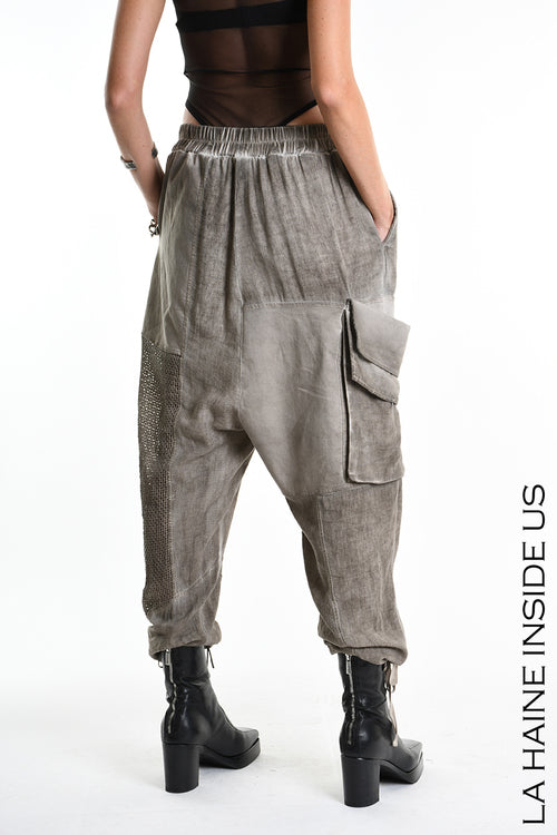 LH  M1270 TROUSER Over Blend Linen Dyed Cold UNISEX D Mud