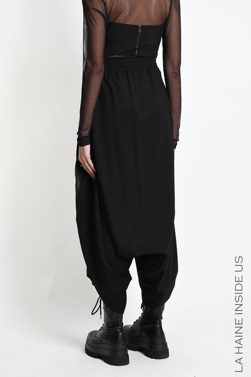 LH W5488 TROUSER Over Baggie Crumpled Nylon UNISEX D Black
