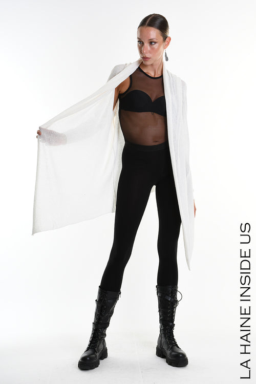 LH  W5369 CARDIGAN Asymmetric Thickness 7 White