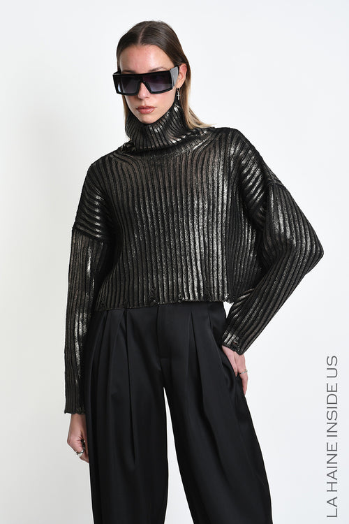 LH W5424 SWEATER Crop Knitted Thickness 5 Coated Treatment Bronze