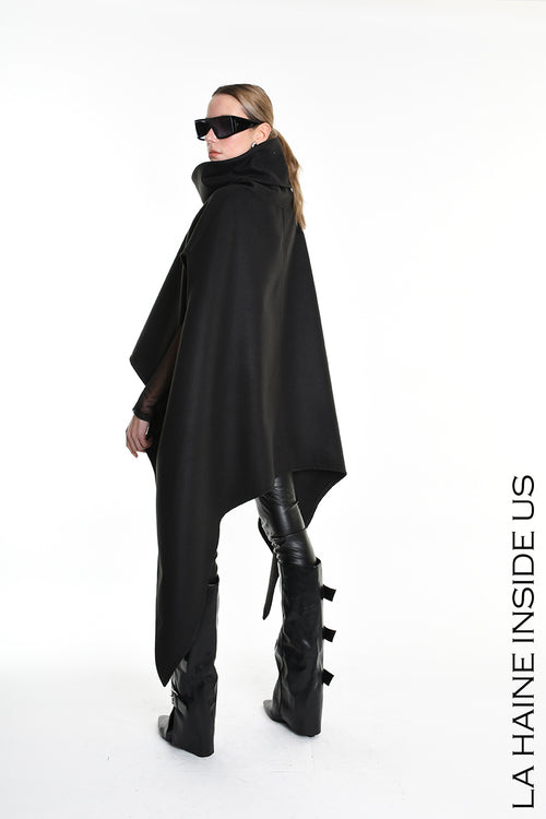 LH W5153 CAPE Over Asymmetric Cloth UNISEX D Black