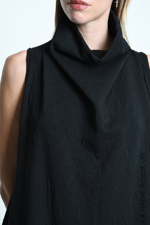 LH W5448 DRESS Sleeveless Oversized in Embossed Stretch Fleece Black