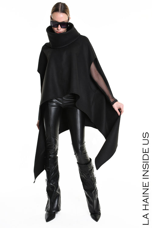 LH W5153 CAPE Over Asymmetric Cloth UNISEX D Black