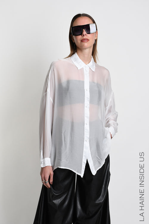 LH W5481 SHIRT Over Viscose Silk Garment Dyed White
