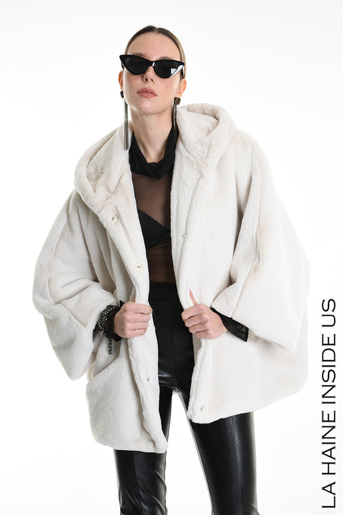 LH W5173 SPORT JACKET Over Faux Fur Lined White