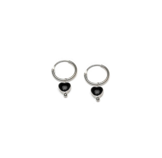 Vestopazzo Lo80258 black heart circle earrings 