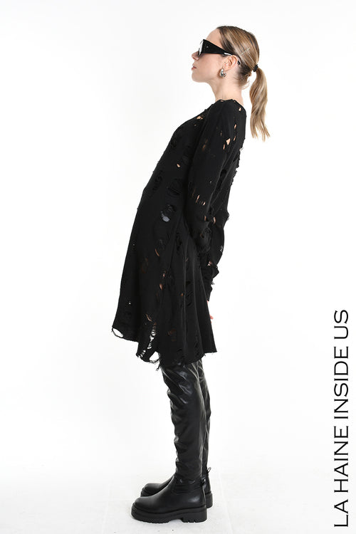 LH W5201 DRESS Flared Blend Wool Black