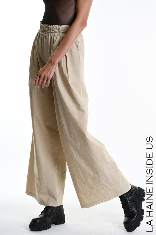 LH W5265 TROUSER Wide Cotton Crumpled Sand