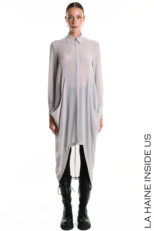 LH W5356 SHIRT Asymmetrical Georgette Grey