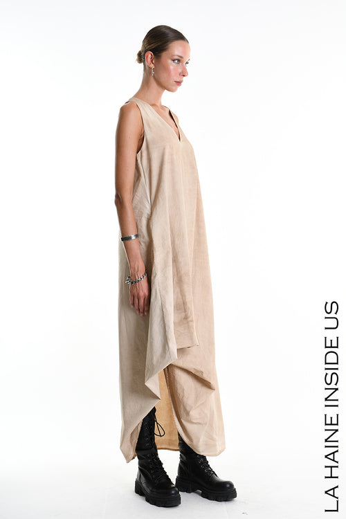 LH W5379 DRESS Dyed Cotton Gabardine Mud