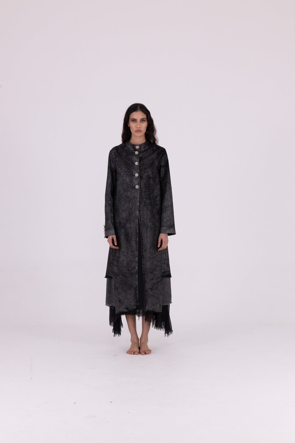 Sanctamuerte S214 cappotto  laminated black