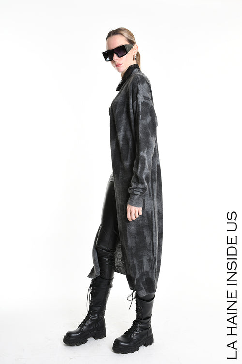 LH W5137 CARDIGAN Lungo in Maglia Finezza 7 Nero