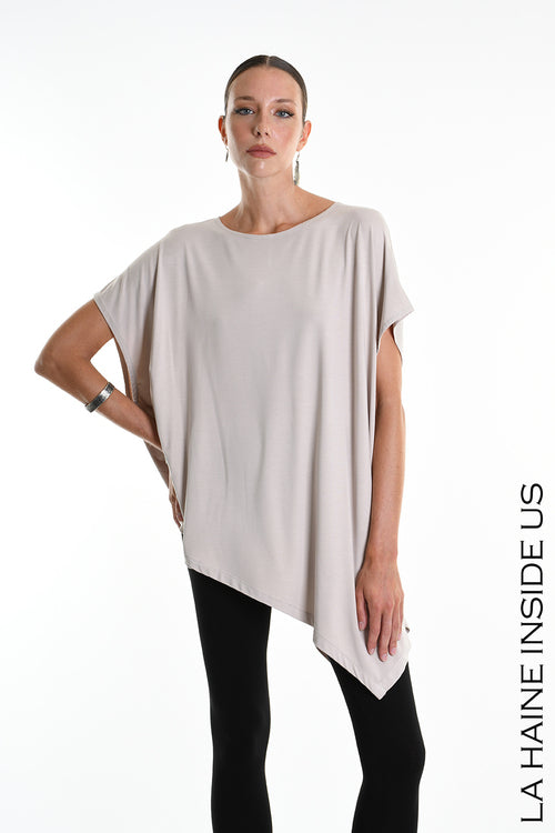 LH W5272 T-SHIRT Over Asymmetric Jersey Bamboo Beige