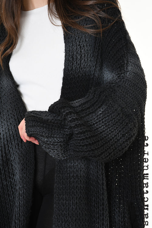 Sanctamuerte SM541 CARDIGAN Super Soft Operato Maltinto Nero