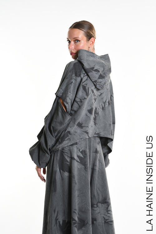 LH  W5294 SWEATSHIRT Crop Cotton Stretch Dyed Cold Net Treatment Black