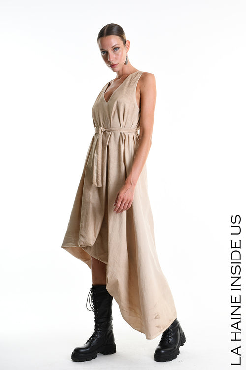 LH W5379 DRESS Dyed Cotton Gabardine Mud