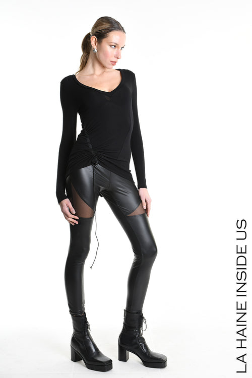 LH W562 T-SHIRT Skinny Viscose Jersey Black FW 25/26