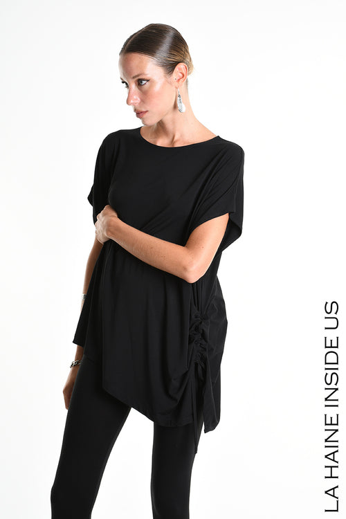 LH W5272 T-SHIRT Over Asymmetric Jersey Bamboo Black