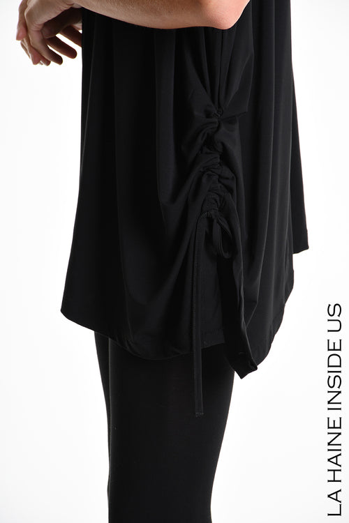 LH W5272 T-SHIRT Over Asymmetric Jersey Bamboo Black