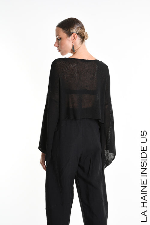 LH W5371 SWEATER Crop Thickness 7 Black