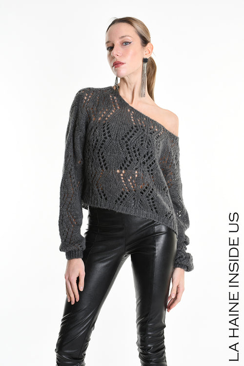 Lh W5130 MAGLIA Over Asimmetrica in Mohair Finezza 3 (diversi colori)