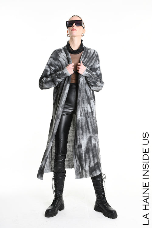 LH  W5137 CARDIGAN Lungo in Maglia Finezza 7 Grigio