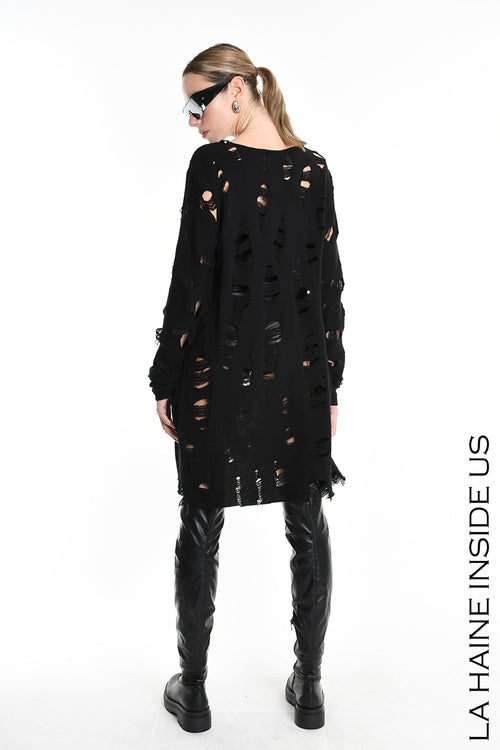 LH W5201 DRESS Flared Blend Wool Black